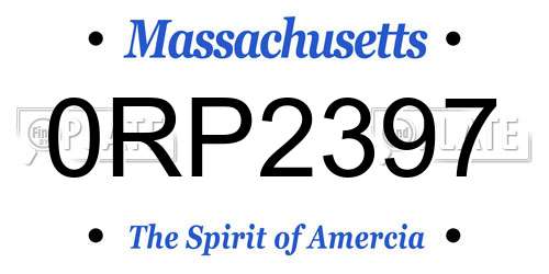 0RP2397 Massachusetts License Plate