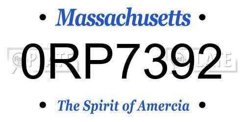 0RP7392 Massachusetts License Plate