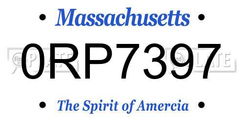 0RP7397 Massachusetts License Plate