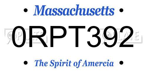 0RPT392 Massachusetts License Plate