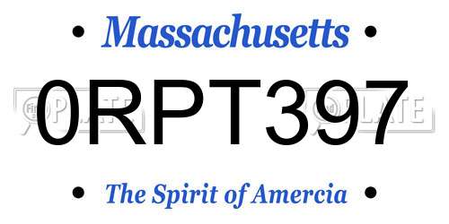 0RPT397 Massachusetts License Plate