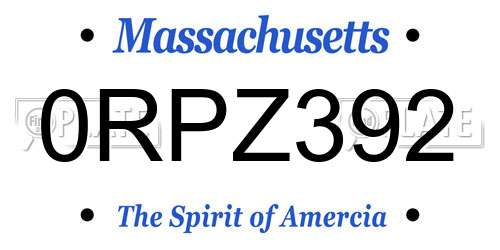 0RPZ392 Massachusetts License Plate