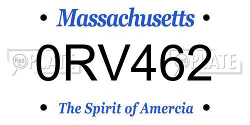0RV462 Massachusetts License Plate