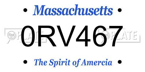 0RV467 Massachusetts License Plate