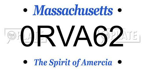 0RVA62 Massachusetts License Plate