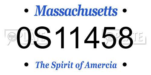 0S11458 Massachusetts License Plate