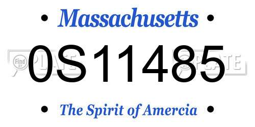 0S11485 Massachusetts License Plate