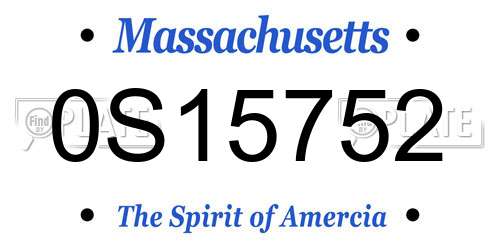 0S15752 Massachusetts License Plate