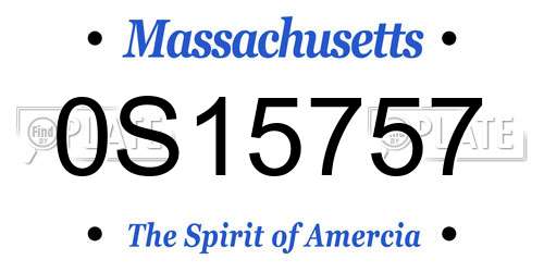 0S15757 Massachusetts License Plate