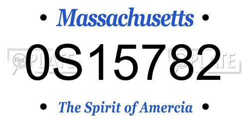 0S15782 Massachusetts License Plate