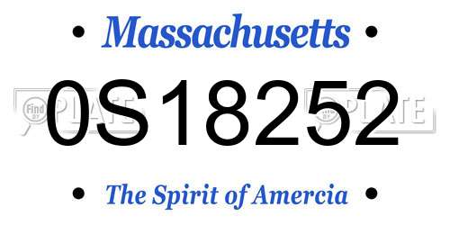 0S18252 Massachusetts License Plate