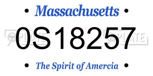 0S18257 Massachusetts License Plate