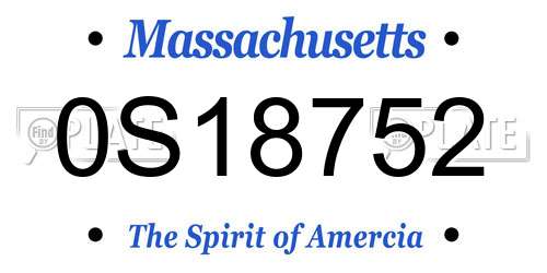 0S18752 Massachusetts License Plate