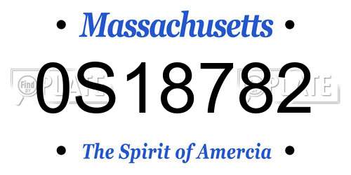 0S18782 Massachusetts License Plate