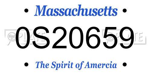 0S20659 Massachusetts License Plate