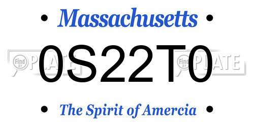 0S22T0 Massachusetts License Plate
