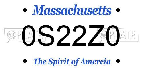 0S22Z0 Massachusetts License Plate