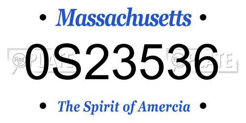 0S23536 Massachusetts License Plate