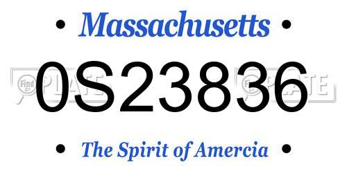 0S23836 Massachusetts License Plate