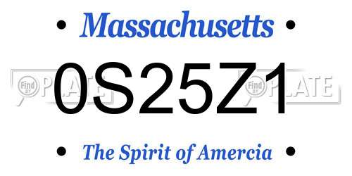0S25Z1 Massachusetts License Plate