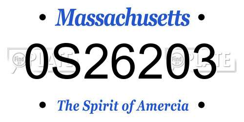 0S26203 Massachusetts License Plate