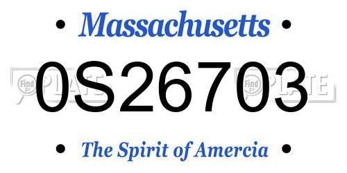 0S26703 Massachusetts License Plate