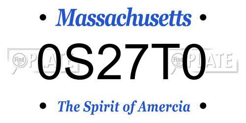 0S27T0 Massachusetts License Plate