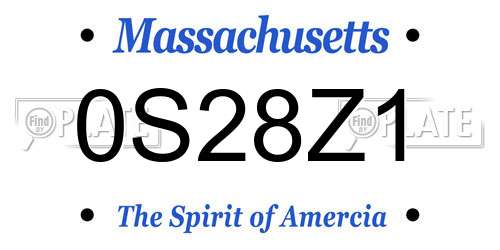0S28Z1 Massachusetts License Plate