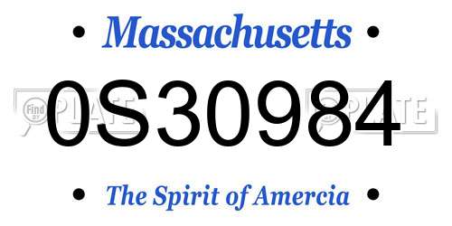 0S30984 Massachusetts License Plate
