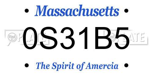 0S31B5 Massachusetts License Plate
