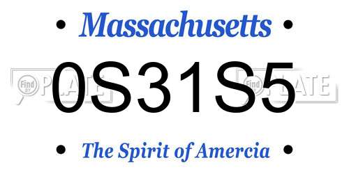 0S31S5 Massachusetts License Plate