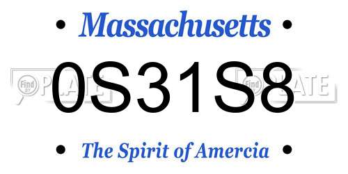 0S31S8 Massachusetts License Plate