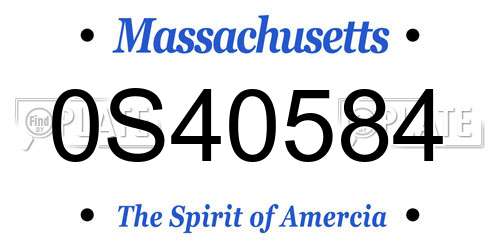 0S40584 Massachusetts License Plate