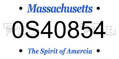 0S40854 Massachusetts License Plate