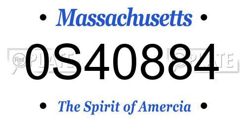0S40884 Massachusetts License Plate