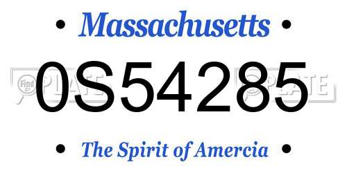 0S54285 Massachusetts License Plate