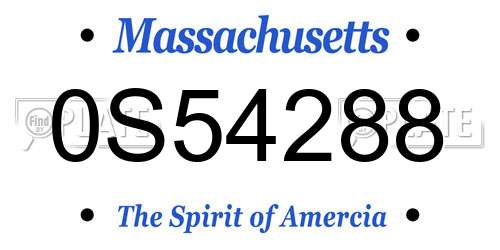 0S54288 Massachusetts License Plate