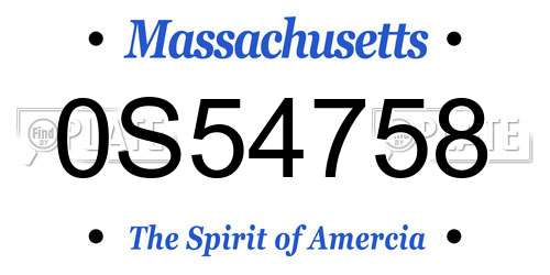 0S54758 Massachusetts License Plate