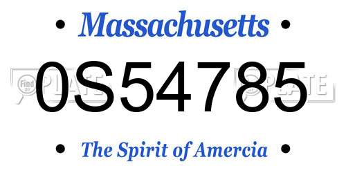 0S54785 Massachusetts License Plate