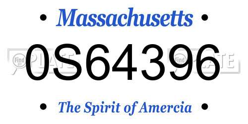 0S64396 Massachusetts License Plate