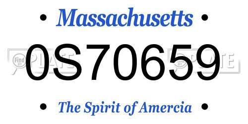 0S70659 Massachusetts License Plate