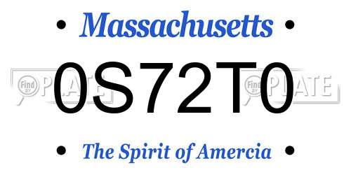 0S72T0 Massachusetts License Plate