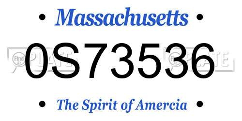 0S73536 Massachusetts License Plate