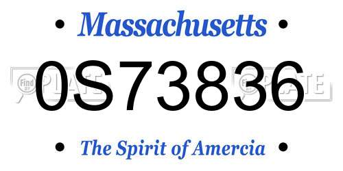 0S73836 Massachusetts License Plate
