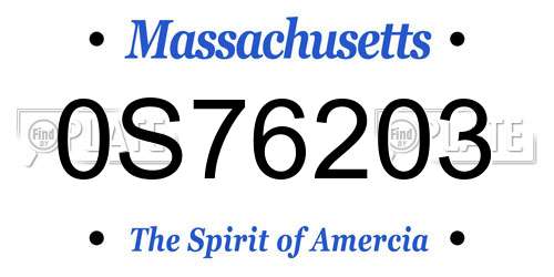 0S76203 Massachusetts License Plate