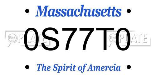 0S77T0 Massachusetts License Plate