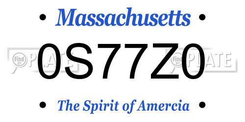 0S77Z0 Massachusetts License Plate