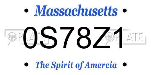 0S78Z1 Massachusetts License Plate