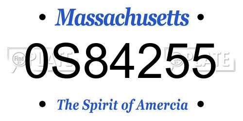 0S84255 Massachusetts License Plate