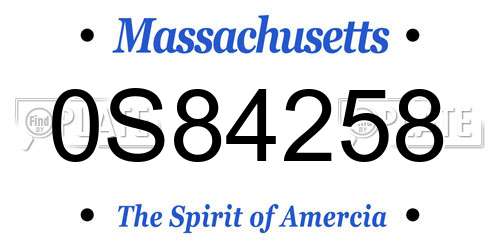 0S84258 Massachusetts License Plate